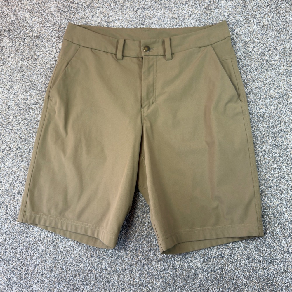 Lululemon Commission Shorts Khaki Tan Mens Size 32 Chino Golf Activewear Stretch